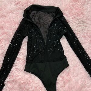 Sparkling Black Mesh Bodysuit